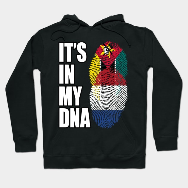 Dutch And Mozambican Mix DNA Flag Heritage Hoodie by Just Rep It!!